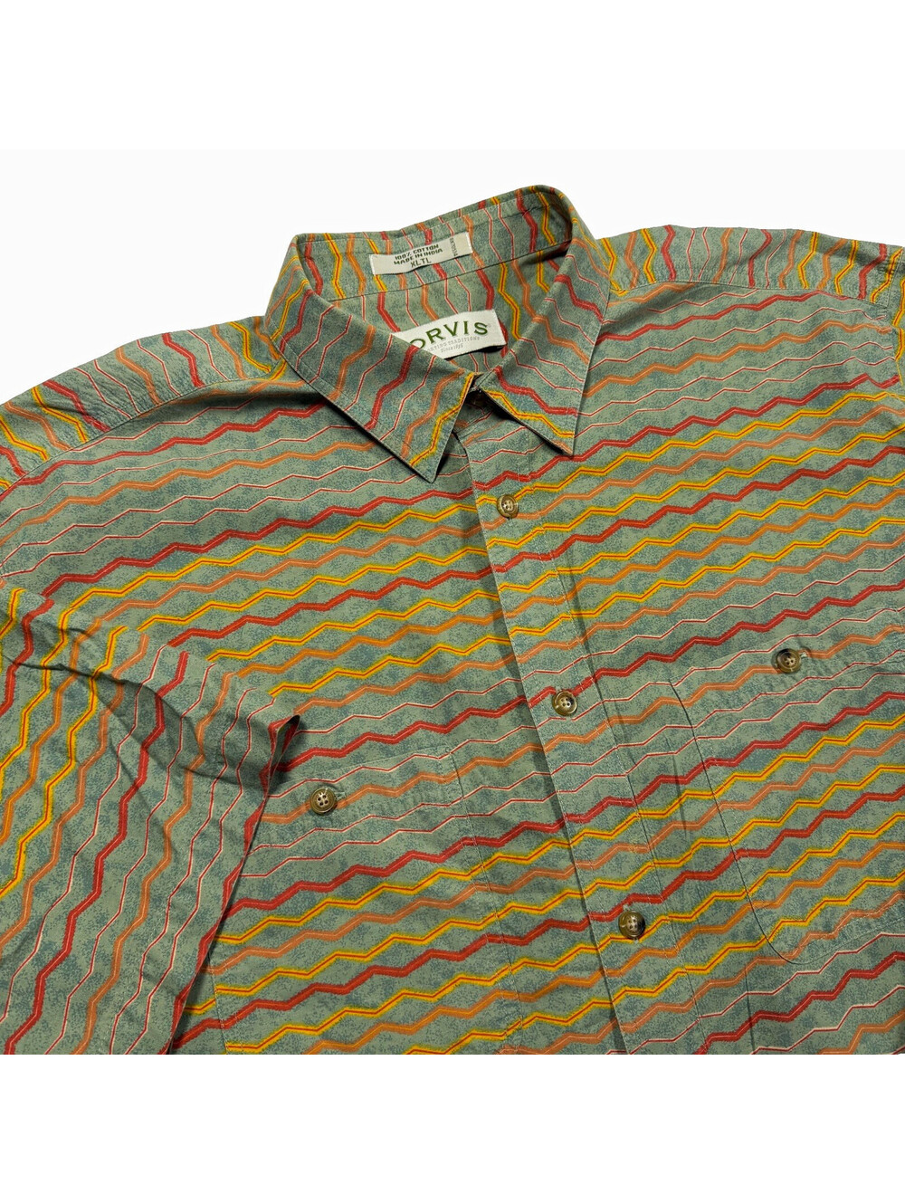 Orvis Men’s Big & Tall XLT Short Sleeve Striped Woven Cotton Button-Up